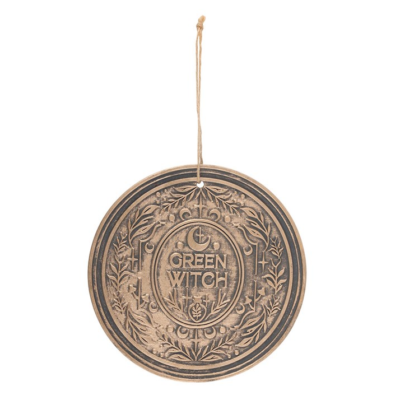 Green Witch Bronze Effect Terracotta Hanging Plaque