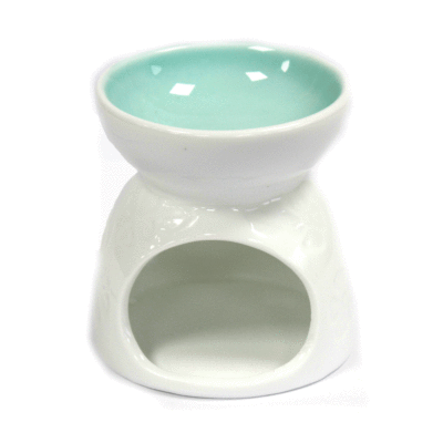 White with Teal Well Floral Oil Burner
