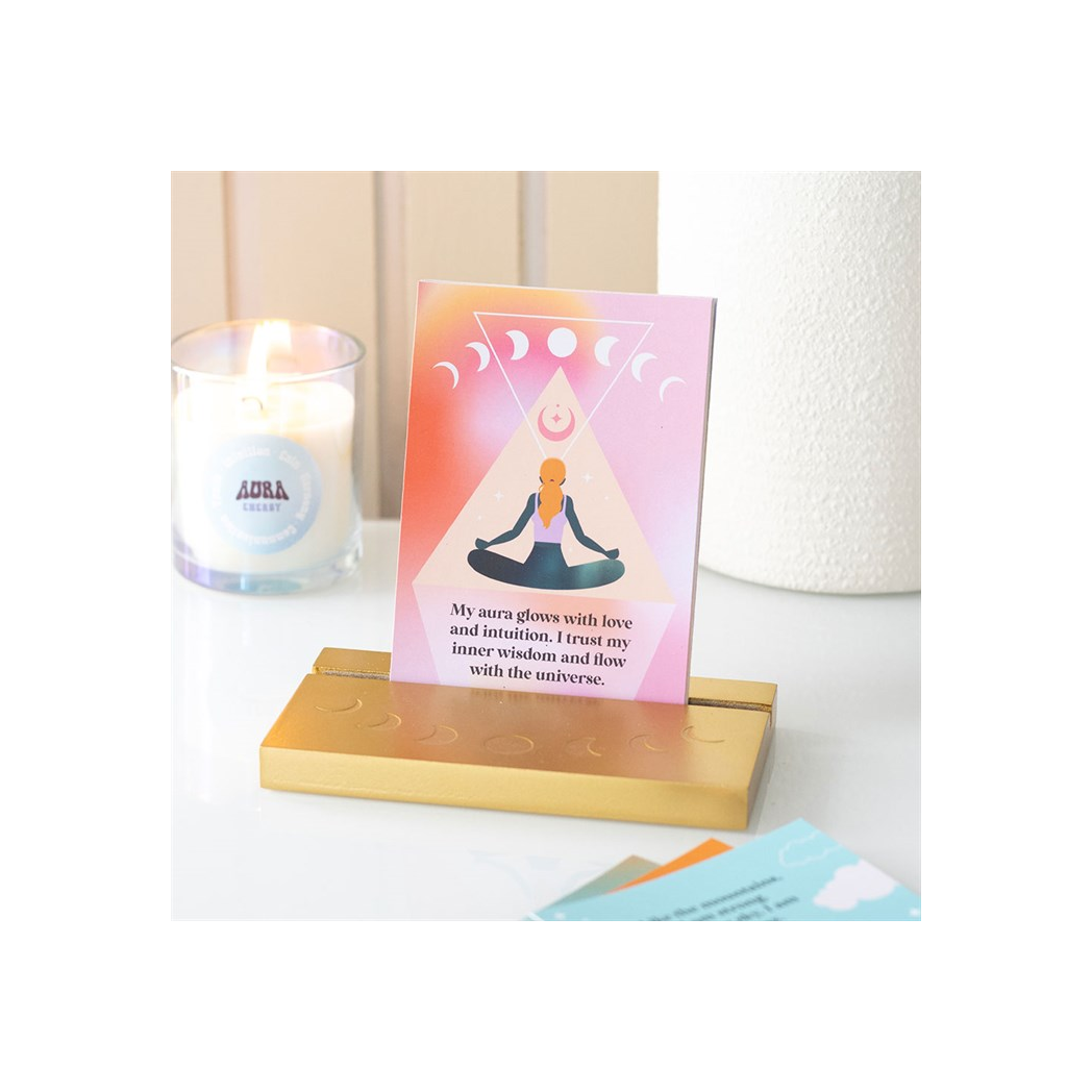 Aura Affirmation Cards with Wooden Stand Aura Affirmation Cards with Wooden Stand