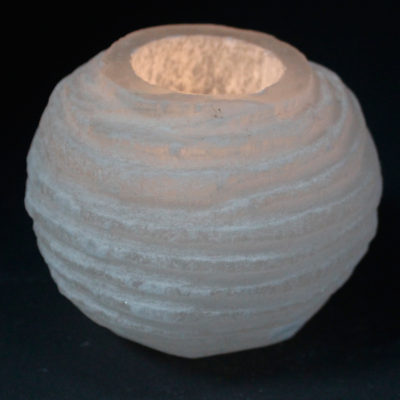 Selenite Snowball Candle Holder – 8 cm