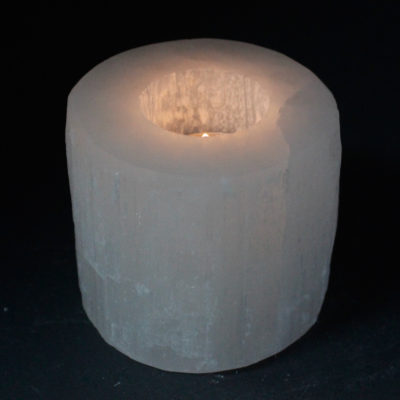 Selenite Cylinder Candle Holder – 8 cm