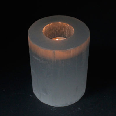 Selenite Cylinder Candle Holder – 10 cm