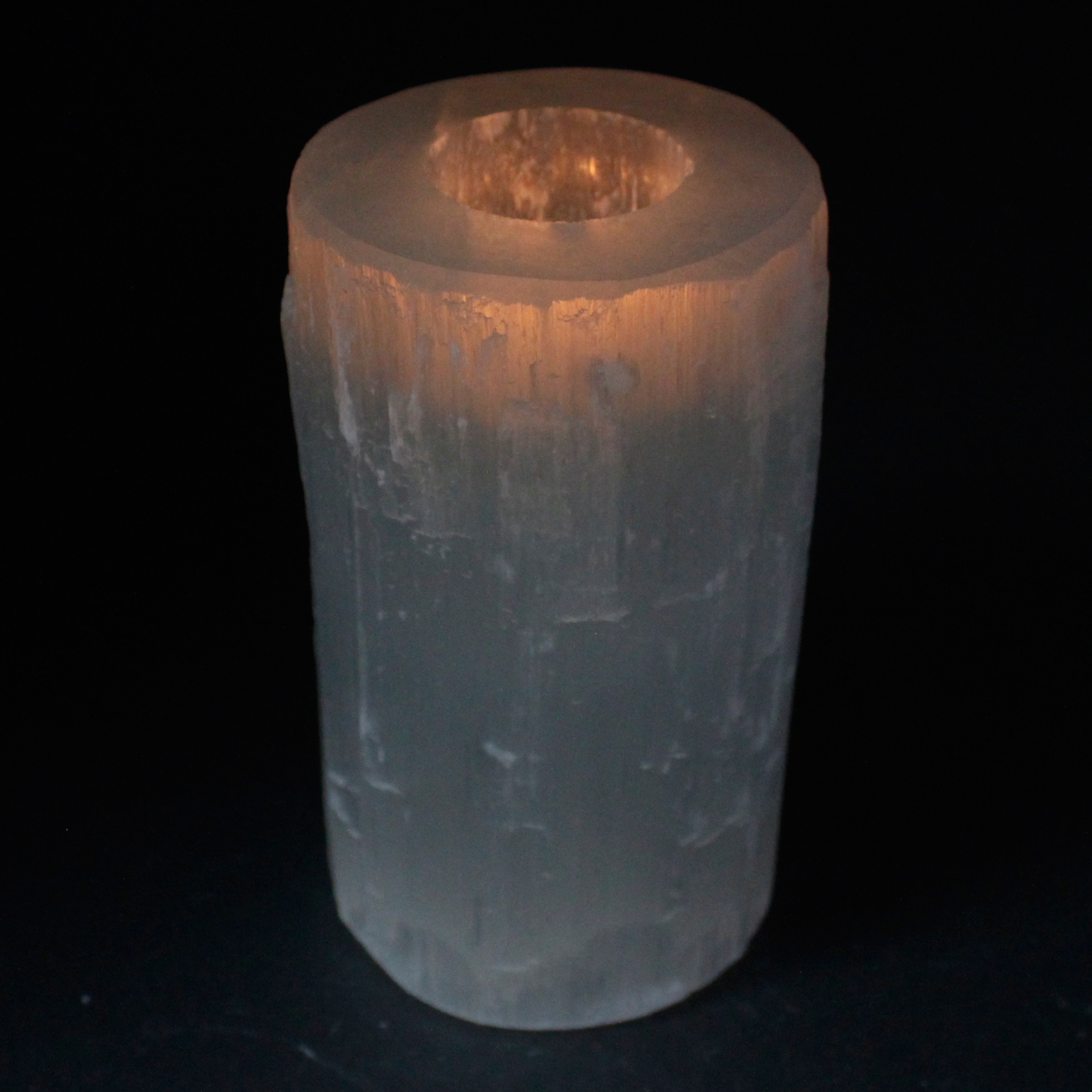 Selenite Cylinder Candle Holder – 15 cm 2 Selenite Cylinder Candle Holder – 15 cm