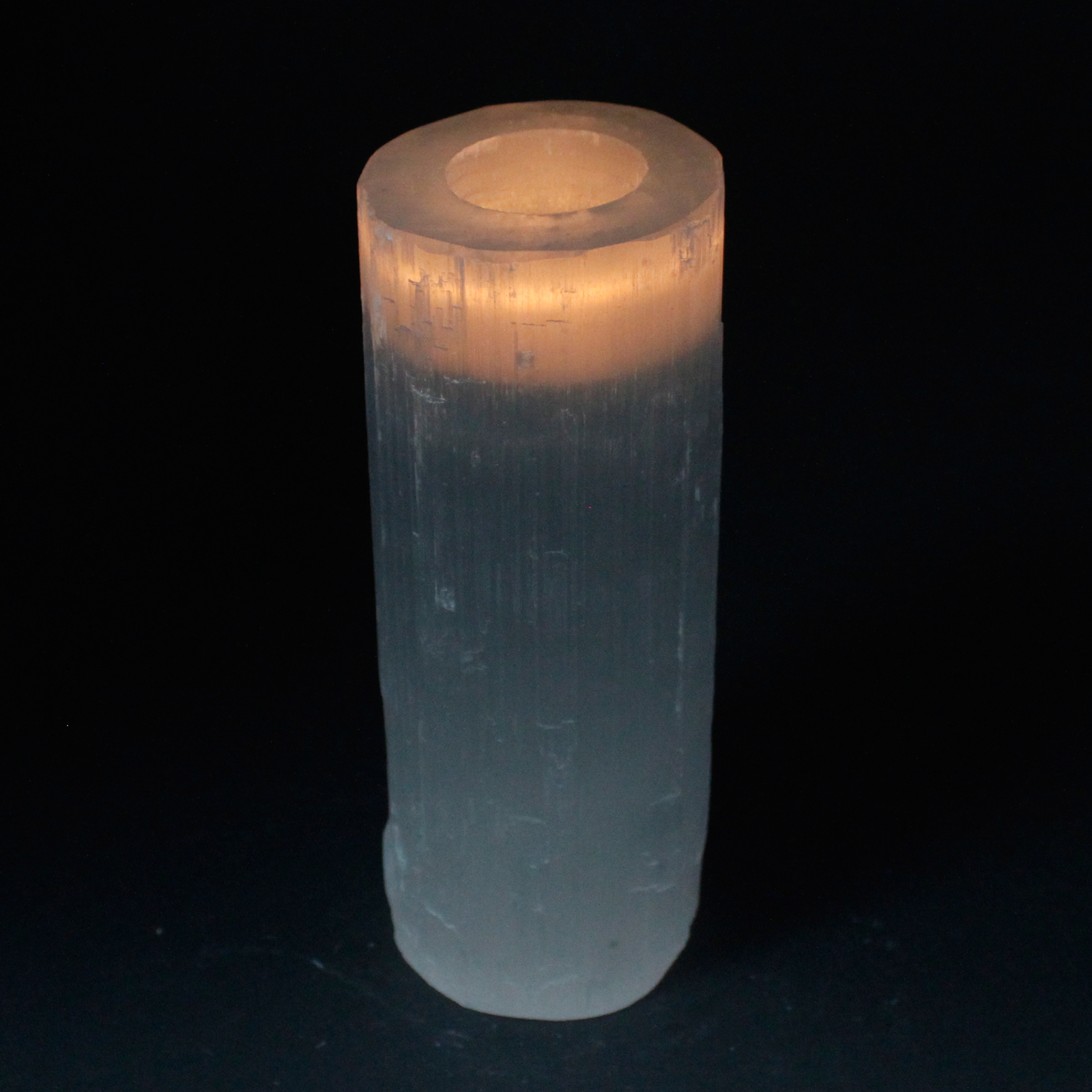 Selenite Cylinder Candle Holder – 20 cm 2 Selenite Cylinder Candle Holder – 20 cm