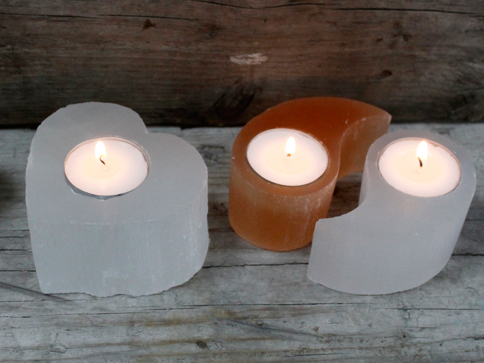 Selenite Ying Yang Candle Holder 3 Selenite Ying Yang Candle Holder
