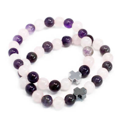 Love Friendship Bracelets – Amethyst & Rose Quartz