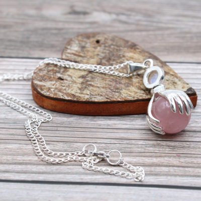 Rose Quartz Healing Hands Pendant