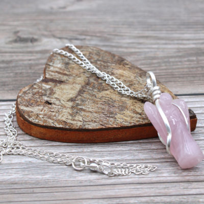 Rose Quartz Guardian Angel Pendant