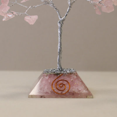 Rose Quartz Gemstone Tree with Orgonite Base – 80 Stone