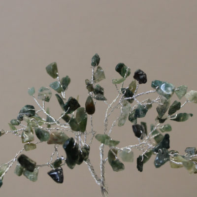 Moss Agate Gemstone Tree with Orgonite Base – 80 Stone