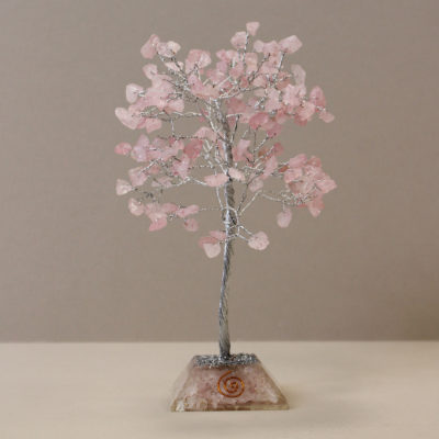 Rose Quartz Gemstone Tree with Orgonite Base – 160 Stone