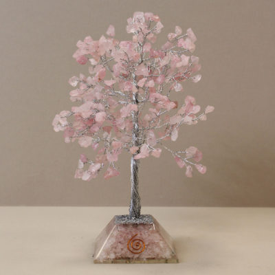Rose Quartz Gemstone Tree with Orgonite Base – 320 Stone