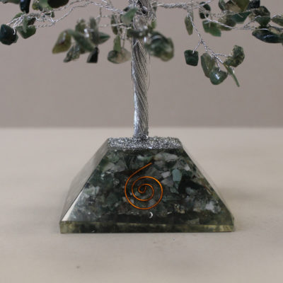 Moss Agate Gemstone Tree with Orgonite Base – 320 Stone