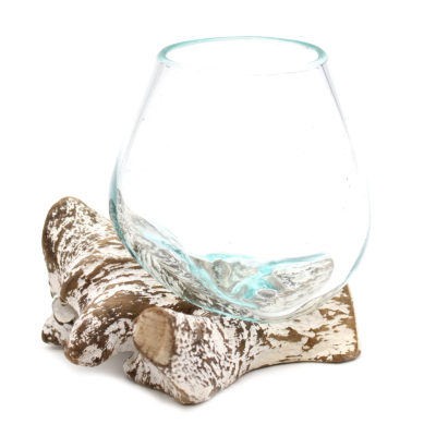 Molten Glass on Whitewash Wood – Small Bowl