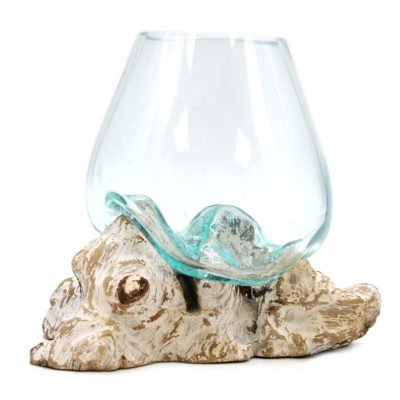 Molten Glass on Whitewash Wood – Large Bowl