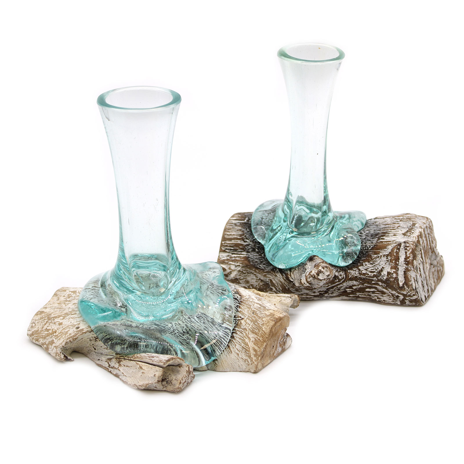 Molten Glass on Whitewash Wood – Vase – Small Molten Glass on Whitewash Wood – Vase – Small