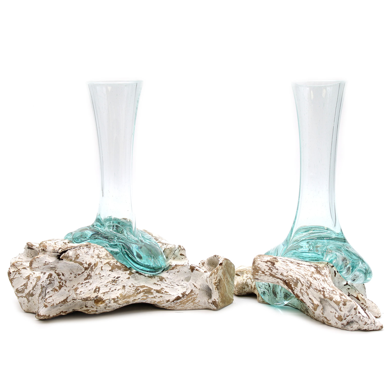 Molten Glass on Whitewash Wood – Vase – Medium Molten Glass on Whitewash Wood – Vase – Medium