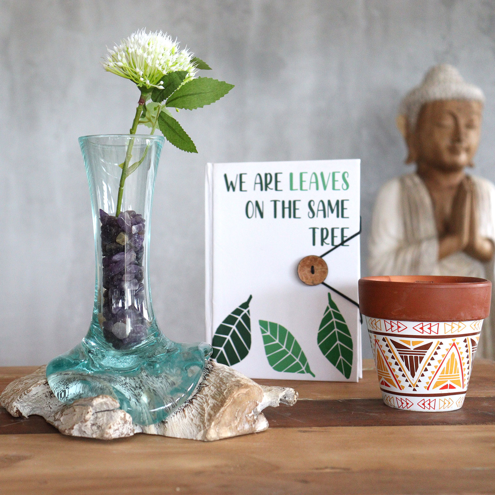 Molten Glass on Whitewash Wood – Vase – Small 2 Molten Glass on Whitewash Wood – Vase – Small