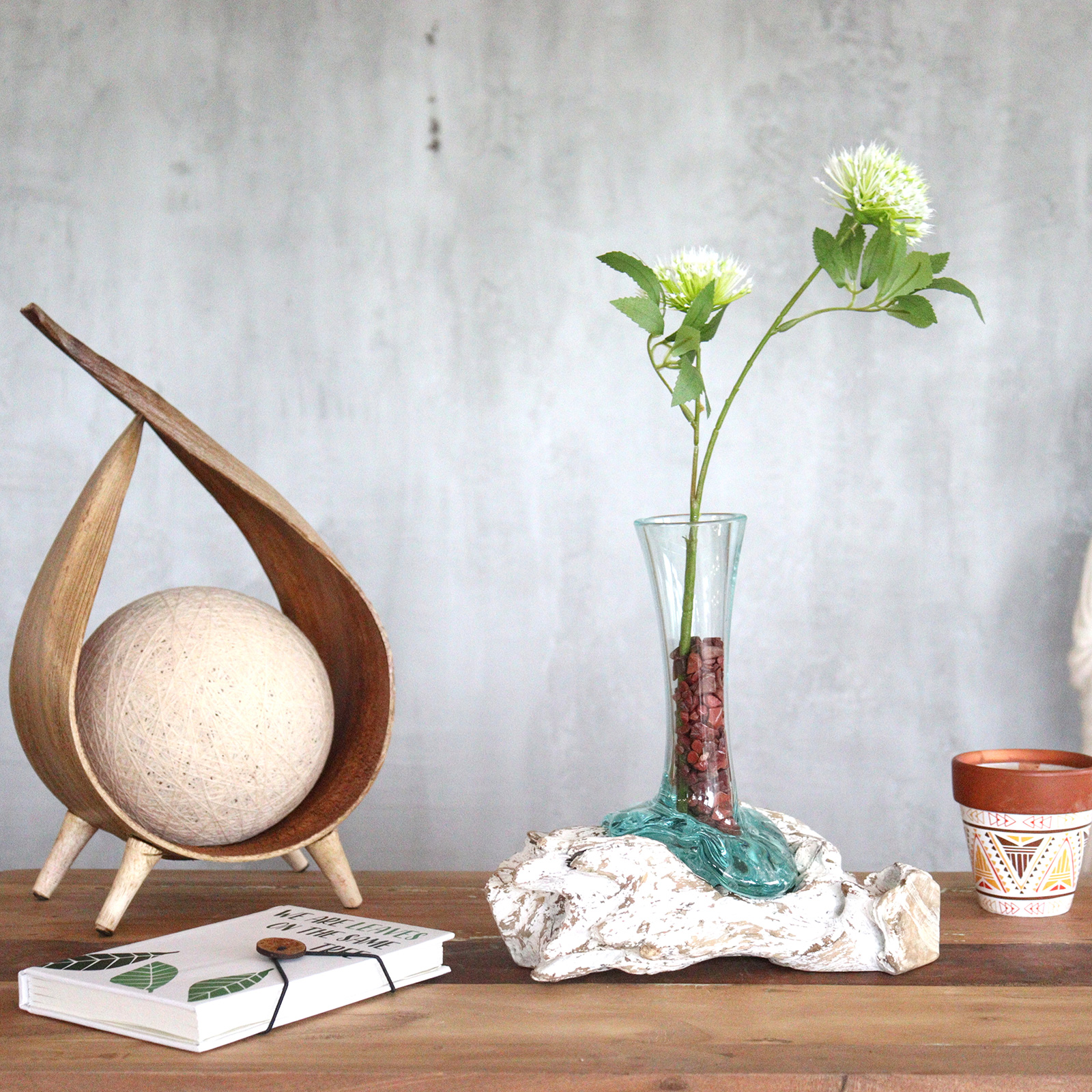 Molten Glass on Whitewash Wood – Vase – Small 3 Molten Glass on Whitewash Wood – Vase – Small