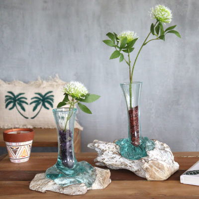 Molten Glass on Whitewash Wood – Vase – Medium