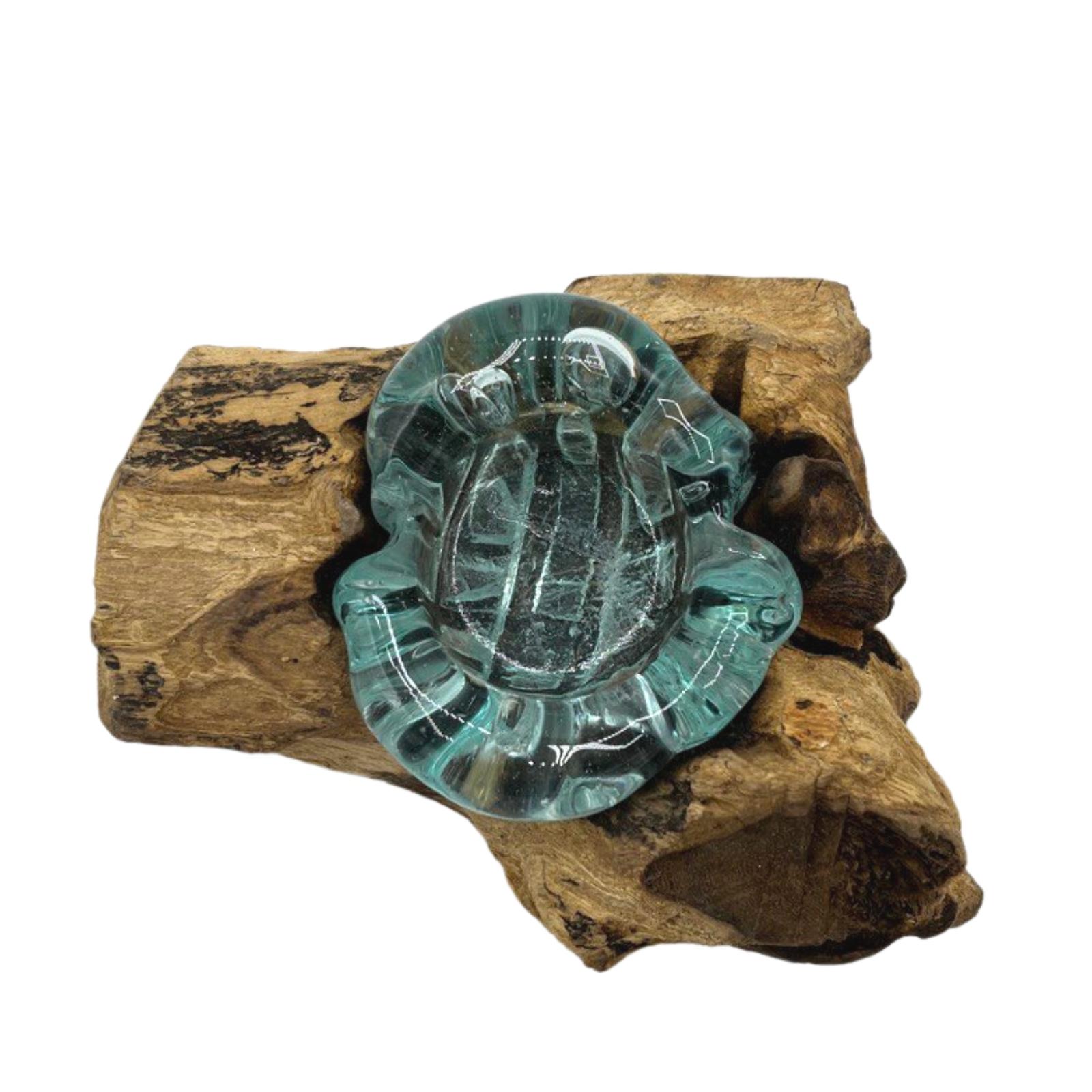 Molten Glass on Wood Candle Holder 2 Molten Glass on Wood Candle Holder