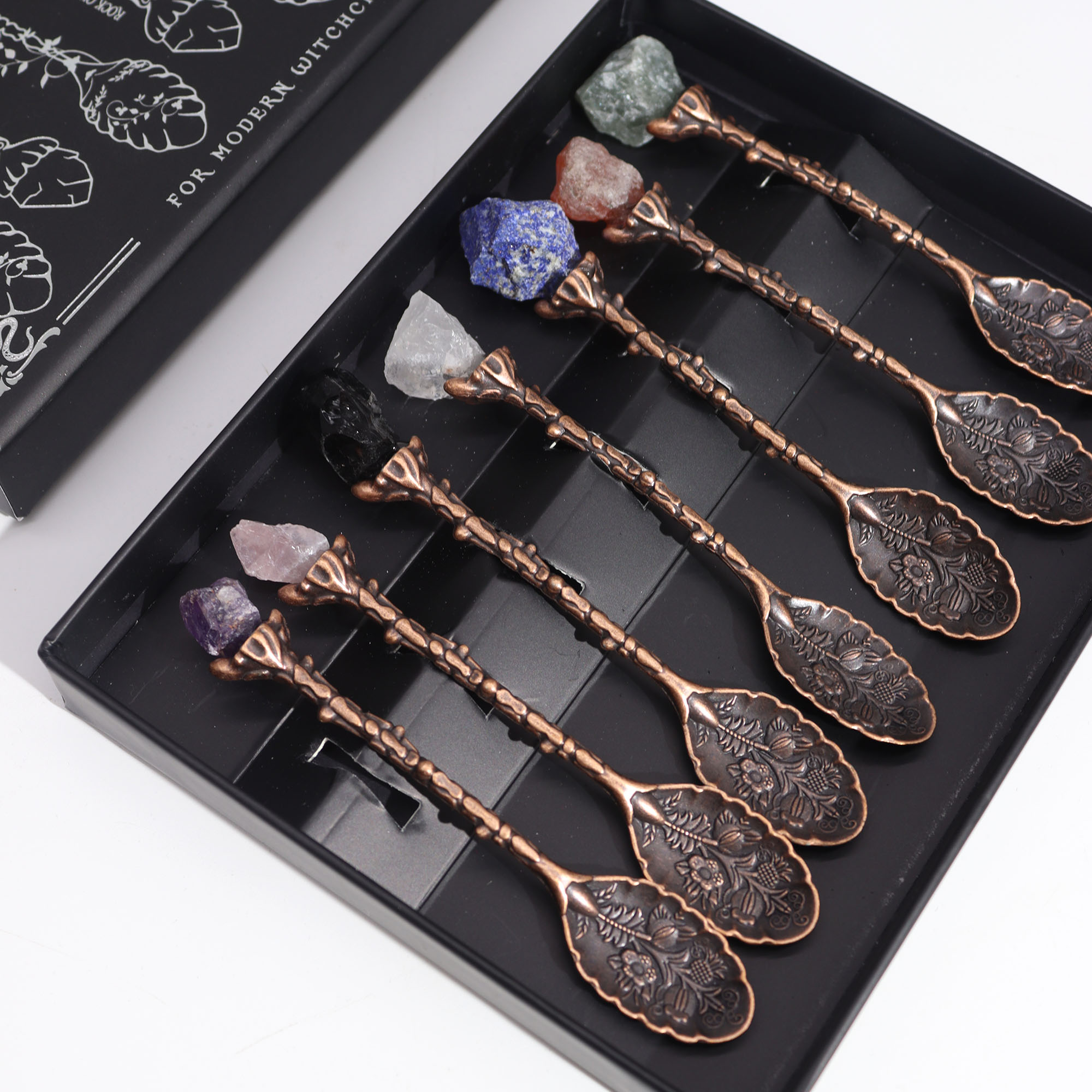 Bronze Gemstone Crystal Witch Spoons Bronze Gemstone Crystal Witch Spoons