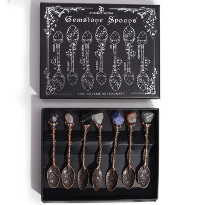 Bronze Gemstone Crystal Witch Spoons