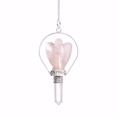 Angel Pendulum with Ring- Rose Quartz