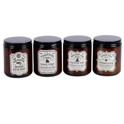Set of 4 Witch’s Apothecary Amber Jar Candles