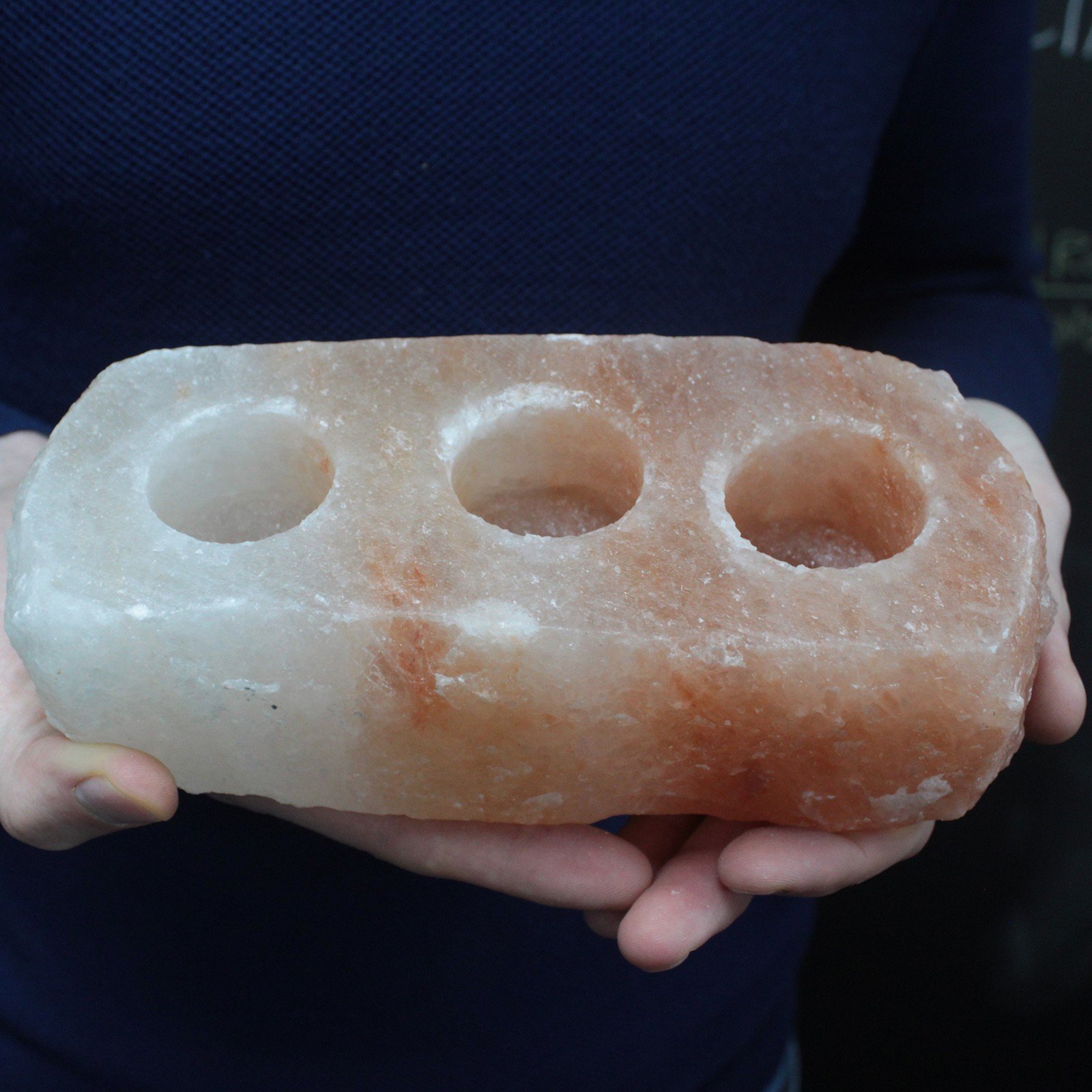 Natural Salt Candle Holder – 3 holes Natural Salt Candle Holder – 3 holes