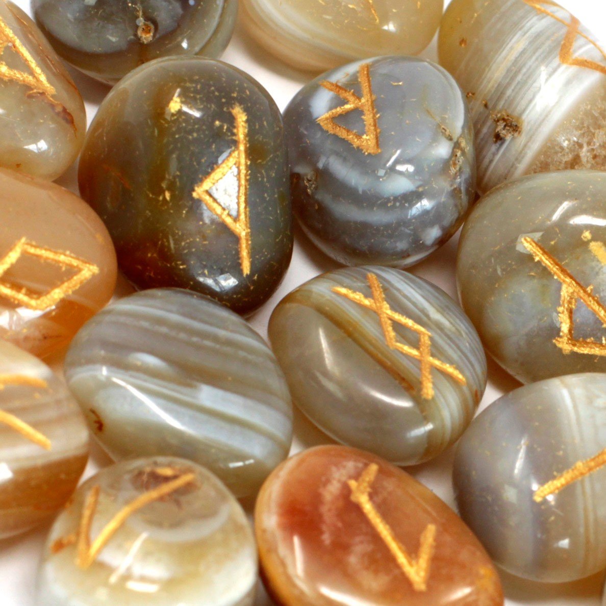 Runes Stone Set in Pouch – Banded Agate 2 Runes Stone Set in Pouch – Banded Agate