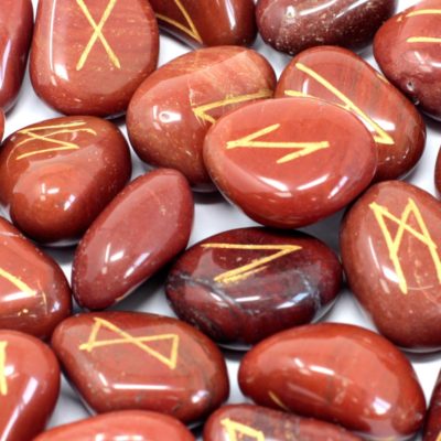 Runes Stone Set in Pouch – Red Jasper