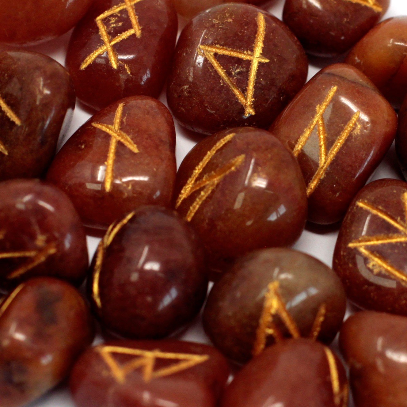 Runes Stone Set in Pouch- Red Aventurine 2 Runes Stone Set in Pouch- Red Aventurine