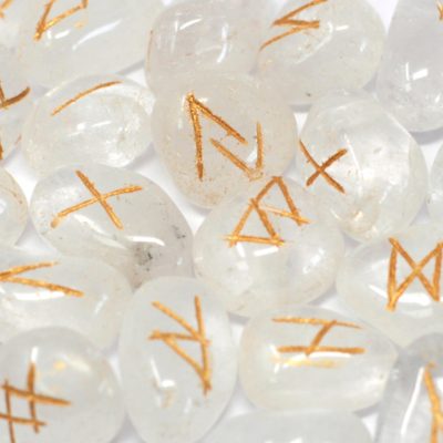 Runes Stone Set in Pouch  – Crystal