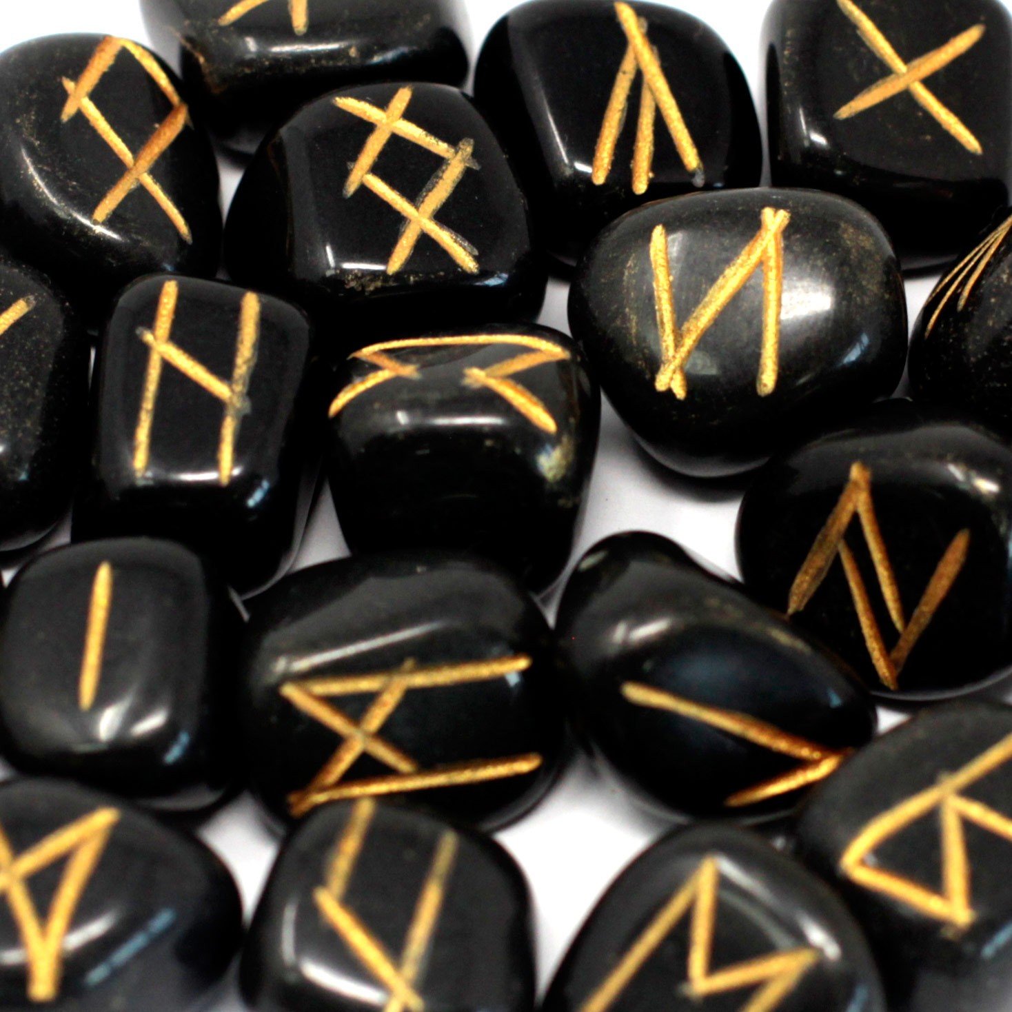 Runes Stone Set in Pouch – Black Agate 2 Runes Stone Set in Pouch – Black Agate
