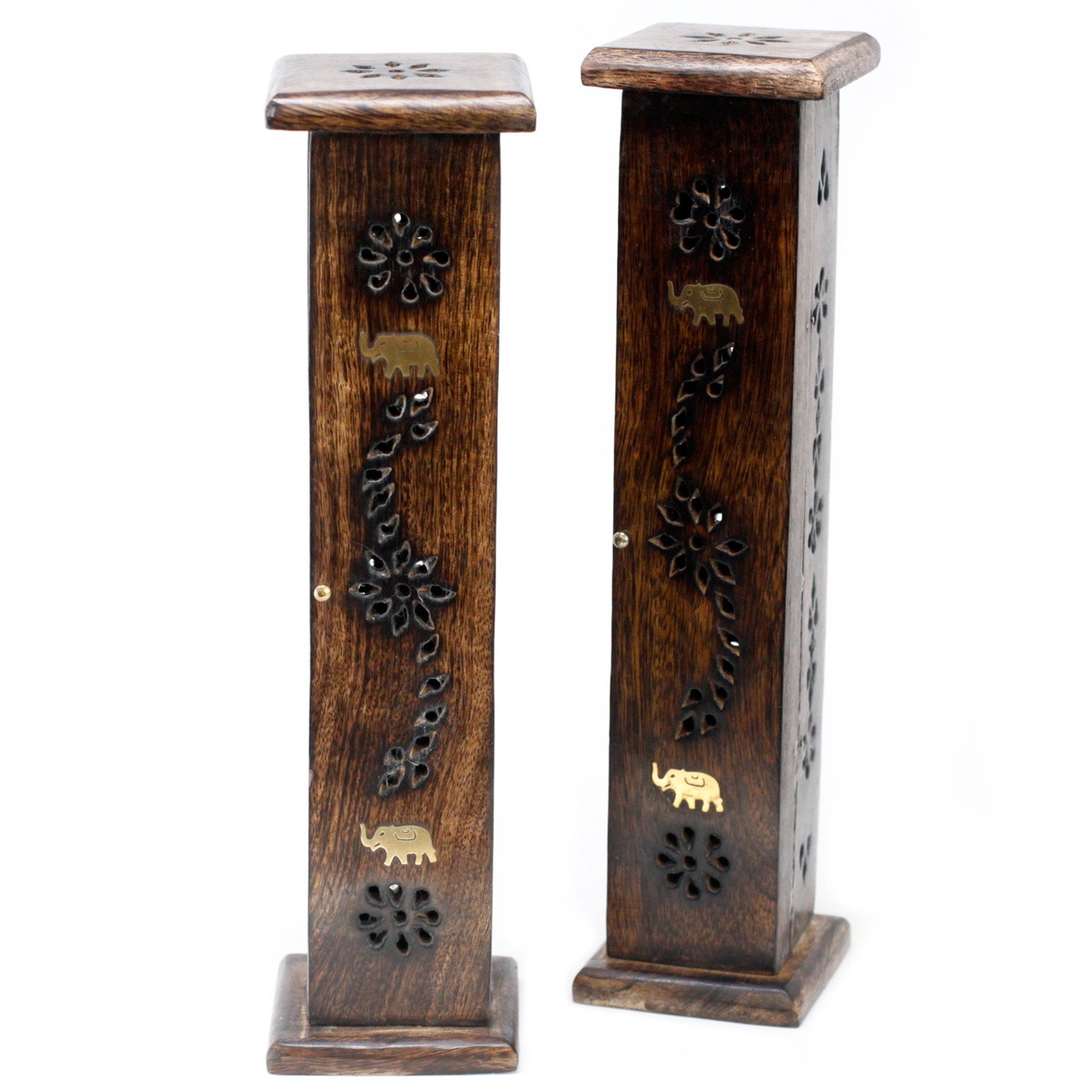 Square Incense Tower – Brass inlay – Mango Wood Square Incense Tower – Brass inlay – Mango Wood