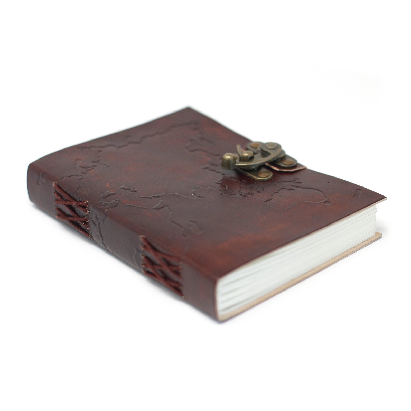 Leather World Map & Stitching Notebook Leather World Map & Stitching Notebook