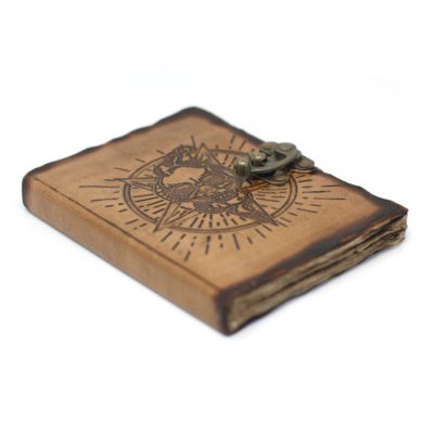 Leather Pentagon & Skull with Burns Detail Notebook