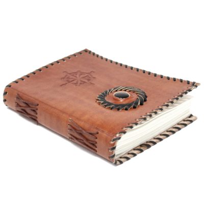 Leather Black Onyx & Compass Notebook