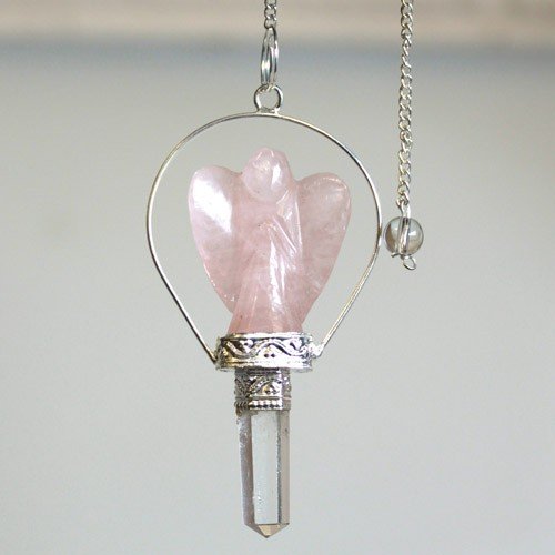 Angel Pendulum with Ring- Rose Quartz Angel Pendulum with Ring- Rose Quartz