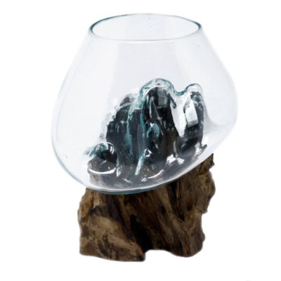 Molten Glass on Wood – Large Bowl
