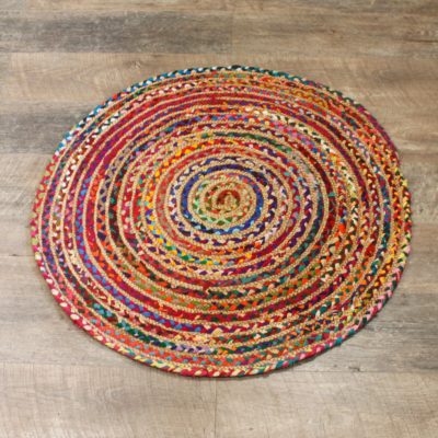 Round Jute and Recycled Cotton Rug – 90 cm