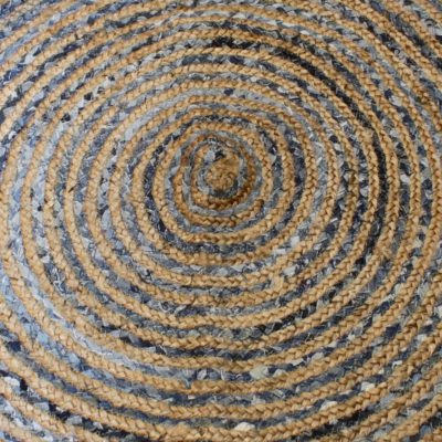 Round Jute and Recycle Denim Rug – 120 cm