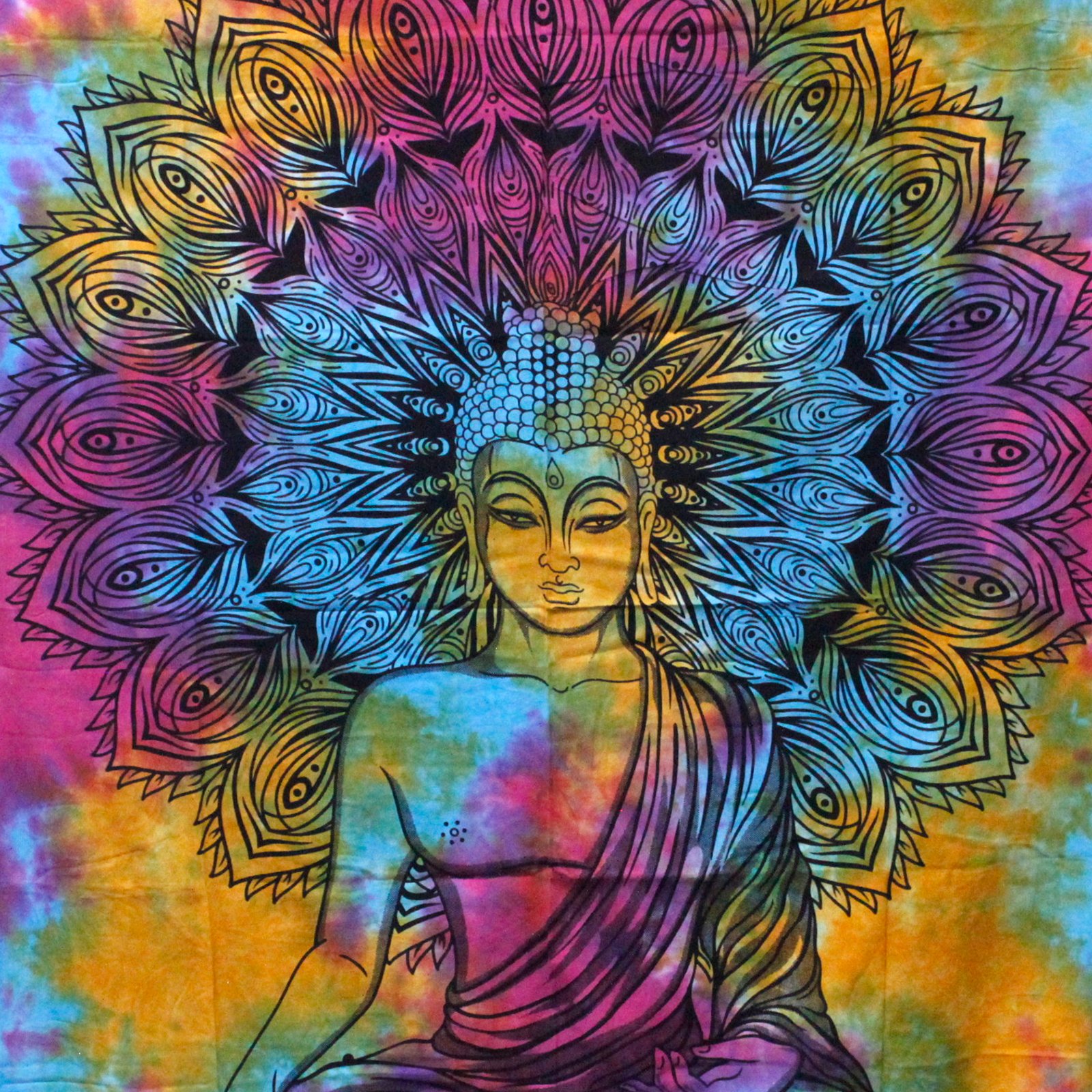 Single Cotton Bedspread + Wall Hanging – Peaceful Buddha 2 Single Cotton Bedspread + Wall Hanging – Peaceful Buddha