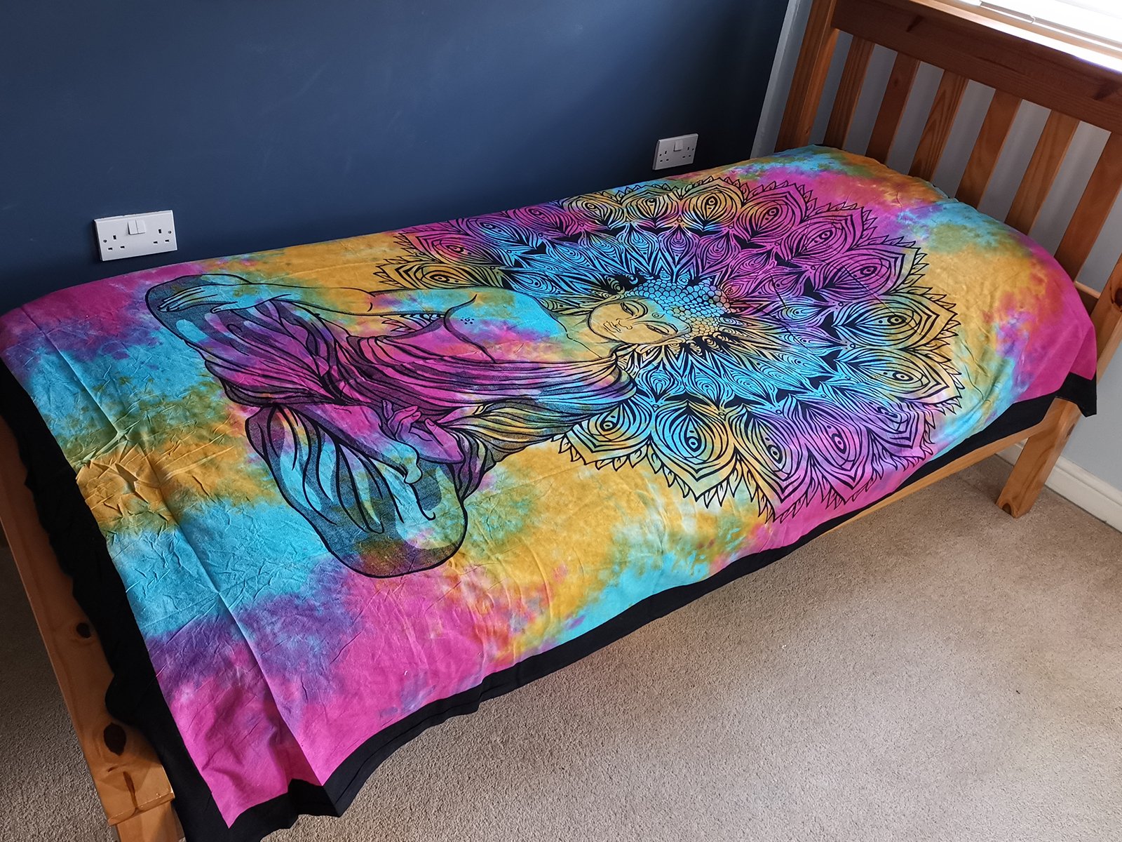 Single Cotton Bedspread + Wall Hanging – Peaceful Buddha 3 Single Cotton Bedspread + Wall Hanging – Peaceful Buddha