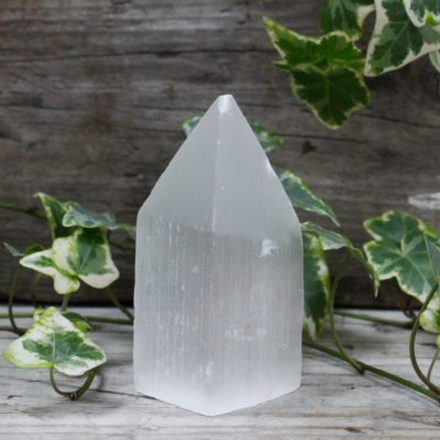 Selenite Pencil Point Tower – 10 cm