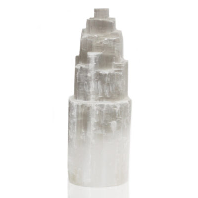 Natural Selenite Tower Lamp – 25cm