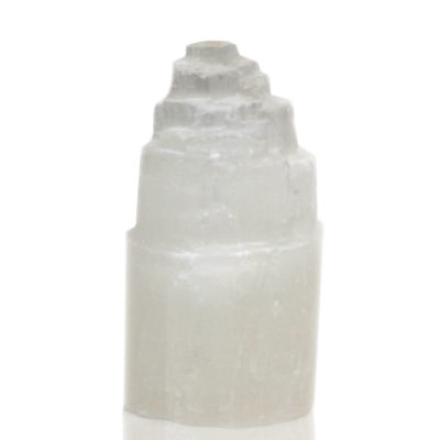 Natural Selenite Tower Lamp – 15cm