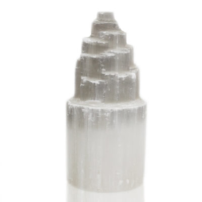 Natural Selenite Tower Lamp – 20cm