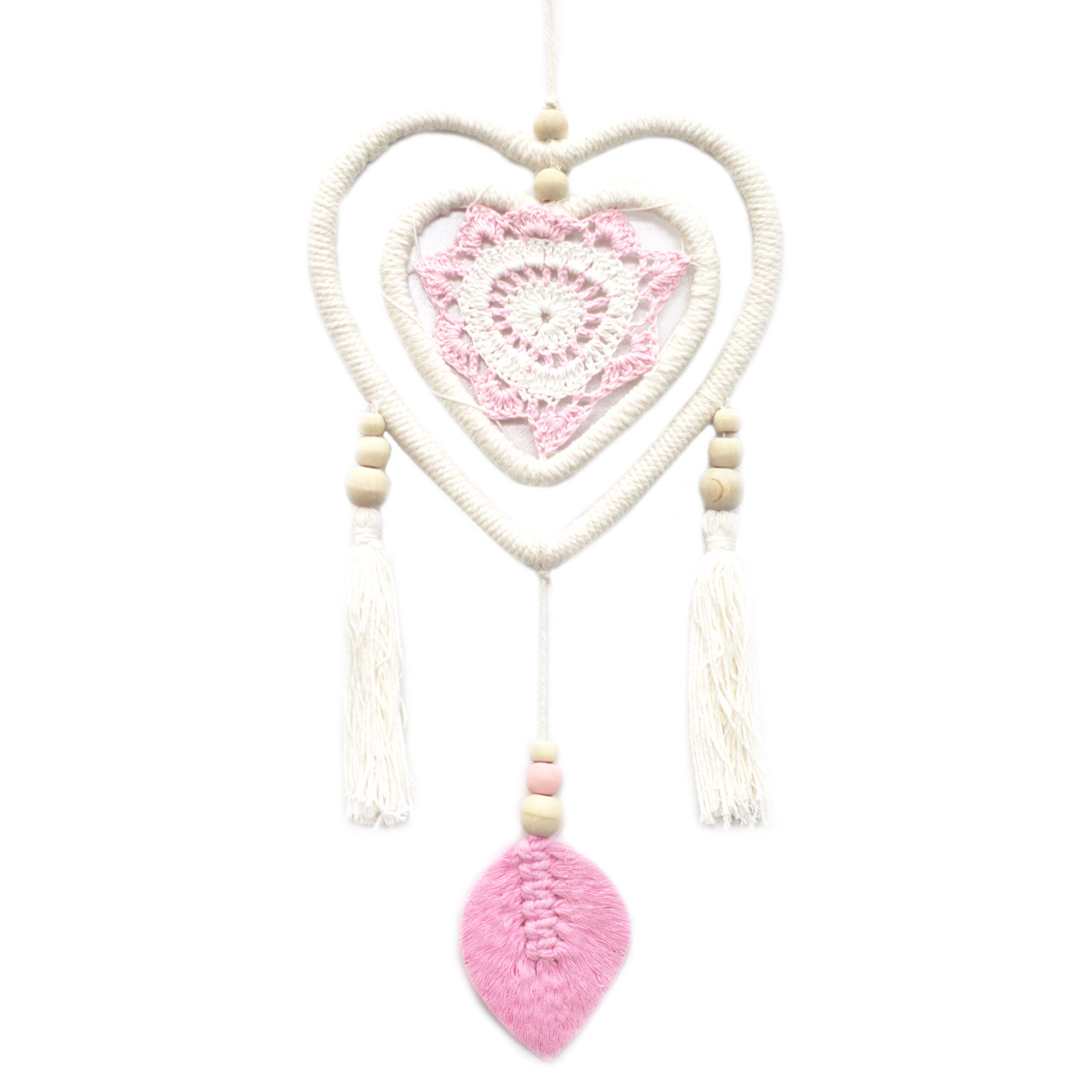 Medium Pink Heart in Heart Dream Catcher Medium Pink Heart in Heart Dream Catcher